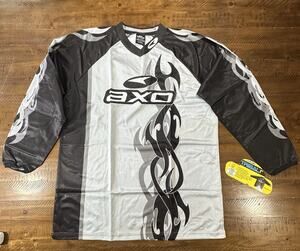 Vintage AXO Motocross Racing Tribal Jersey Black Grey Size XL